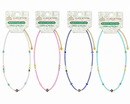 Set 12 Coliere Roxe, 40cm, Reglabile cu Margele Colorate si Elemente Decorative
