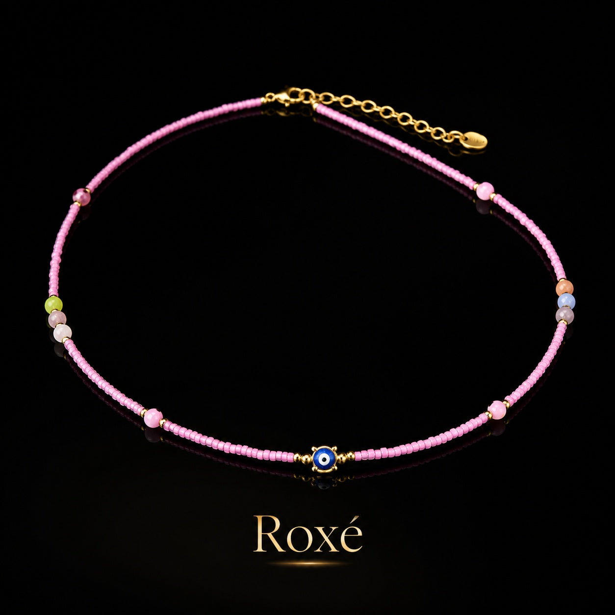 Set 12 Coliere Roxe, 40cm, Reglabile cu Margele Colorate si Elemente Decorative