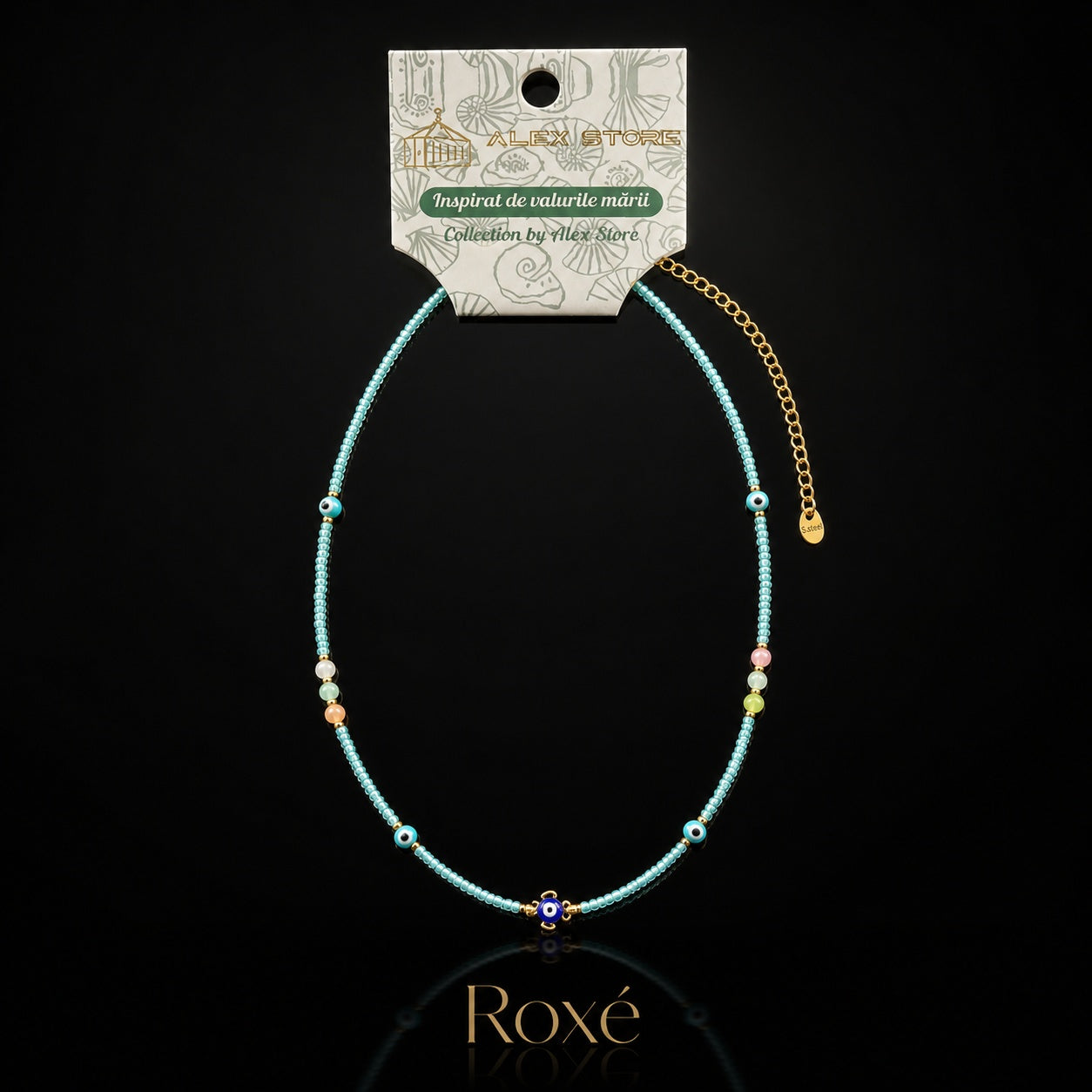 Set 12 Coliere Roxe, 40cm, Reglabile cu Margele Colorate si Elemente Decorative