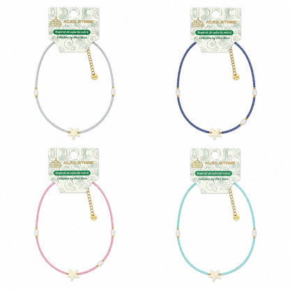 Set 12 Coliere Roxe, 40cm, Reglabile cu Margele Colorate si Pandantiv Steluta Mare