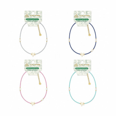 Set 12 Coliere Roxe, 40cm, Reglabile cu Margele Colorate si Pandantiv Steluta Mare