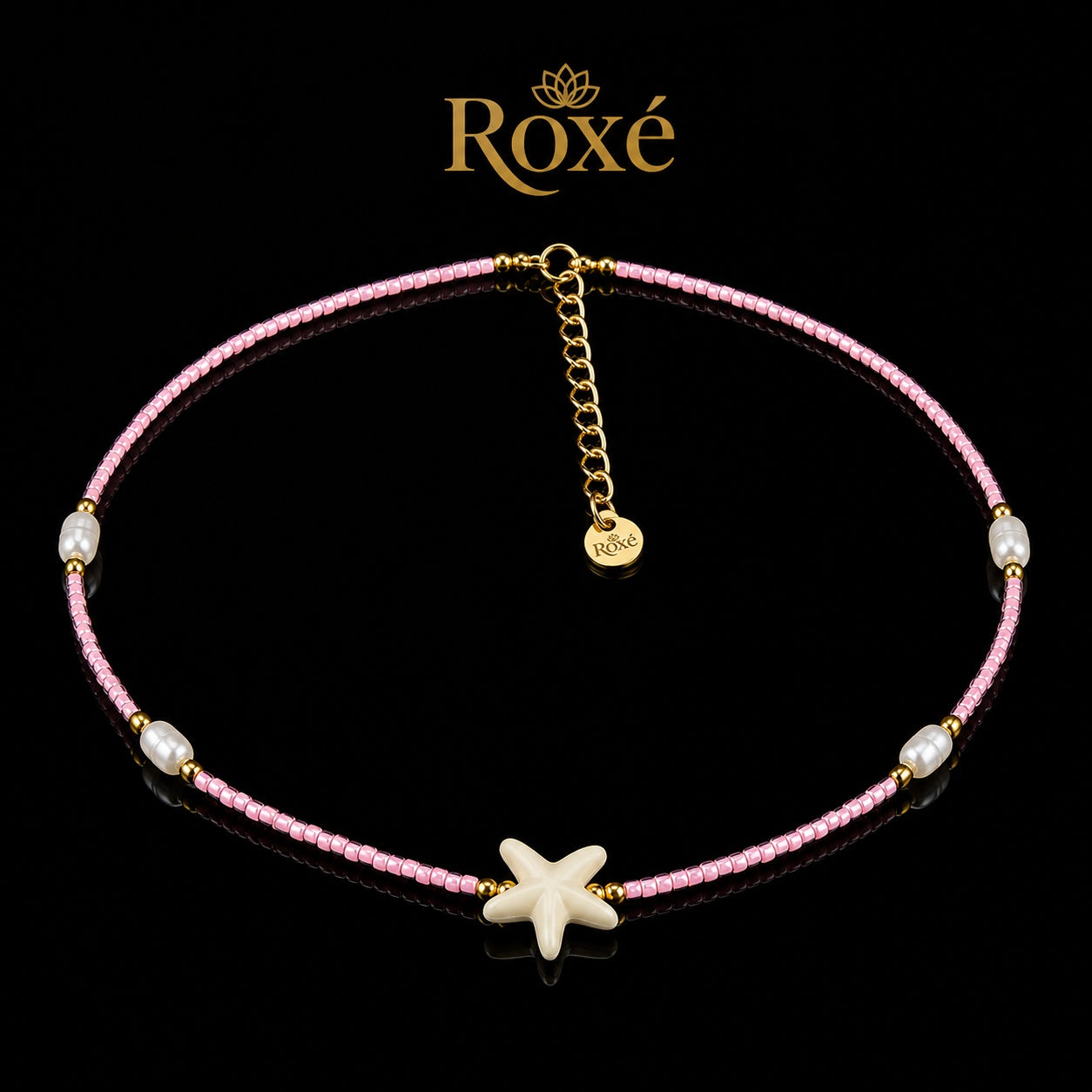 Set 12 Coliere Roxe, 40cm, Reglabile cu Margele Colorate si Pandantiv Steluta Mare
