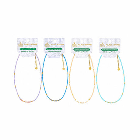 Set 12 Coliere Roxe, 40cm, Reglabile cu Margele Colorate Stralucitoare Multicolore