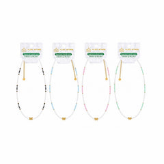 Set 12 Coliere Roxe, 40cm, Reglabile cu Margele si Pandantiv Fluture Multicolor