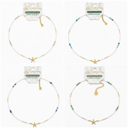 Set 12 Coliere Roxe, 40cm, Reglabile cu Margele Stralucitoare si Steluta de Mare