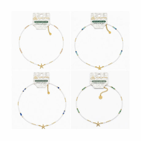 Set 12 Coliere Roxe, 40cm, Reglabile cu Margele Stralucitoare si Steluta de Mare