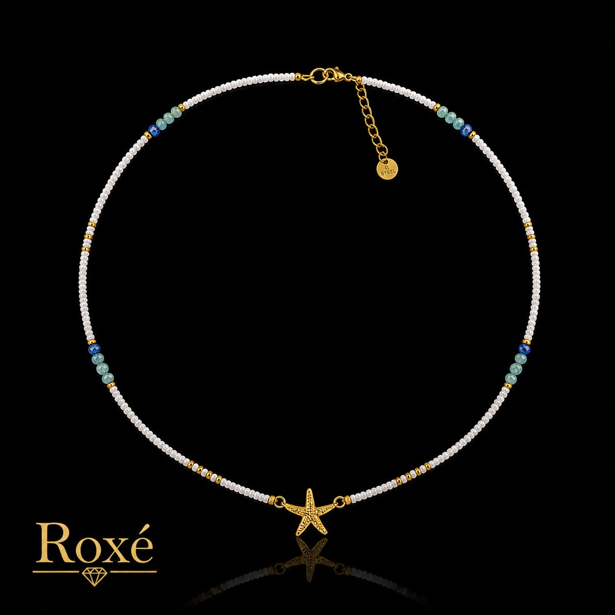 Set 12 Coliere Roxe, 40cm, Reglabile cu Margele Stralucitoare si Steluta de Mare