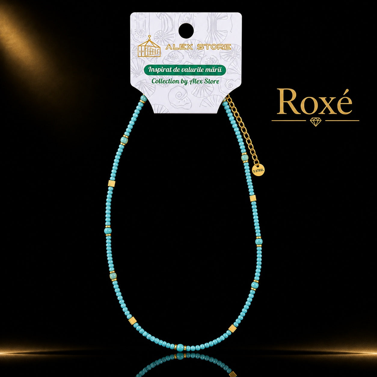Set 12 Coliere Roxe, 40cm, Reglabile cu Margele Stralucitoare Multicolore Culoare Aleatorie