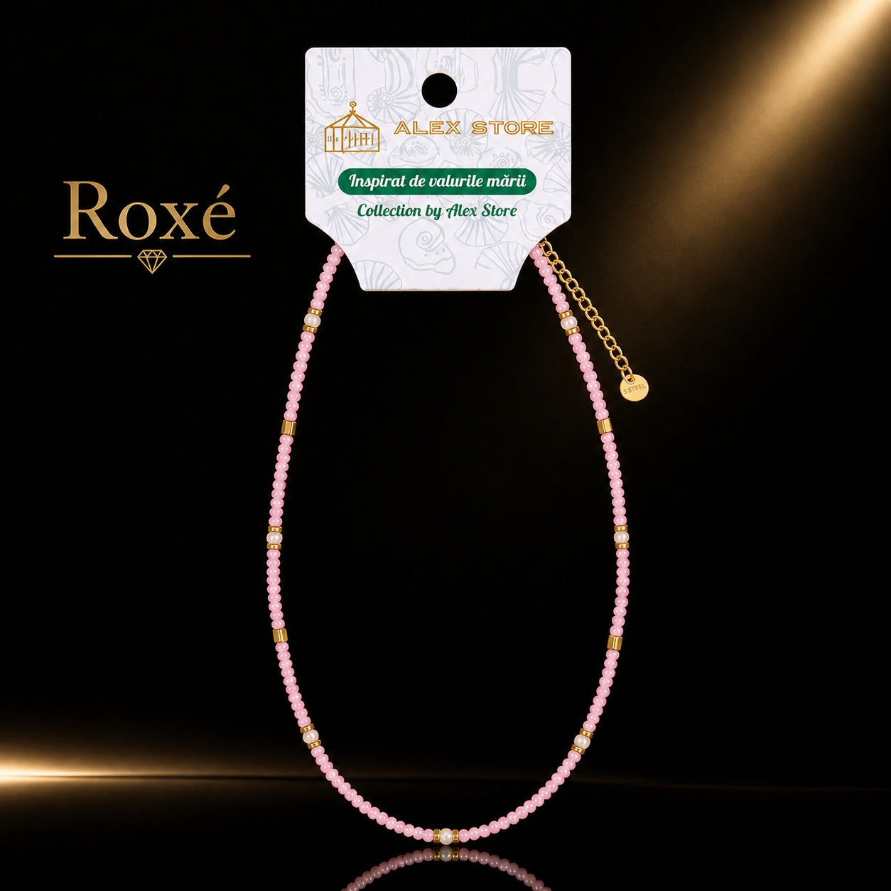Set 12 Coliere Roxe, 40cm, Reglabile cu Margele Stralucitoare Multicolore Culoare Aleatorie
