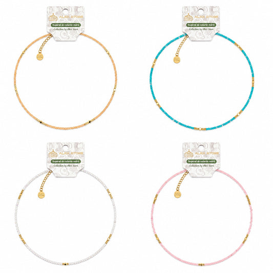 Set 12 Coliere Roxe, 40cm, Reglabile cu Margele Stralucitoare Multicolore Elegante
