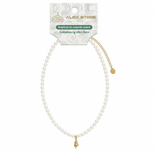 Set 12 Coliere Roxe, 40cm, Reglabile cu Margele Tip Perle si Pandantiv Melcisor
