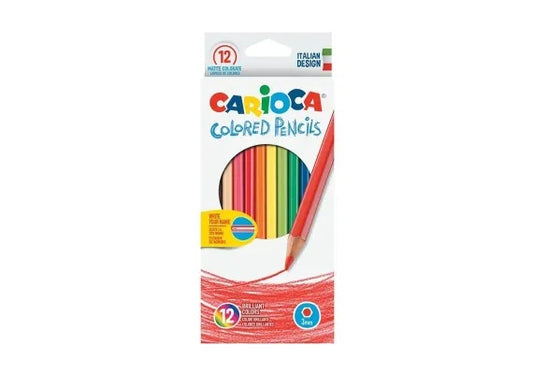 Set 12 creioane colorate Carioca Colored , culori intense si aplicare fluida pentru creativitate nelimitata,