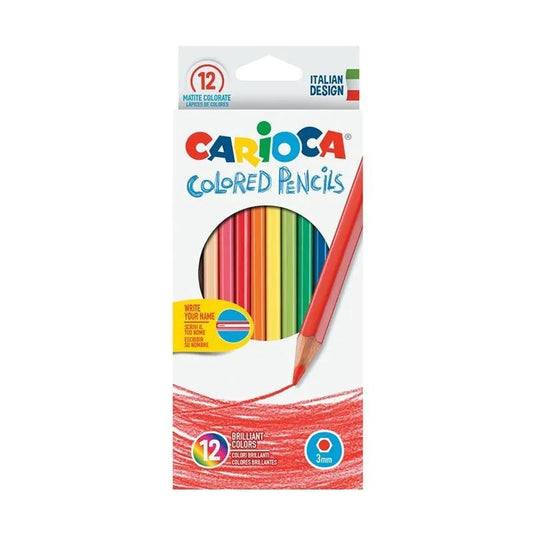 Set 12 creioane colorate Carioca Colored , culori intense si aplicare fluida pentru creativitate nelimitata,