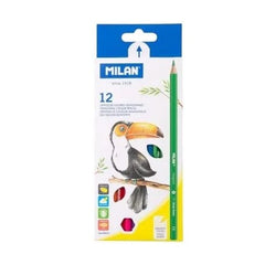 Set 12 creioane colorate Milan , culori vibrante si aplicare precisa pentru desen si pictura,