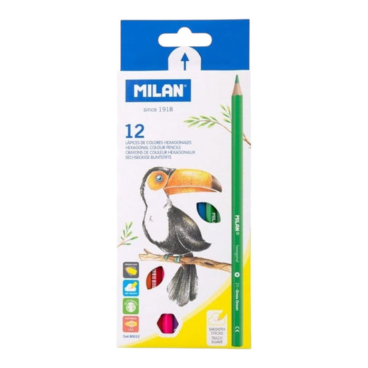 Set 12 creioane colorate Milan , culori vibrante si aplicare precisa pentru desen si pictura,
