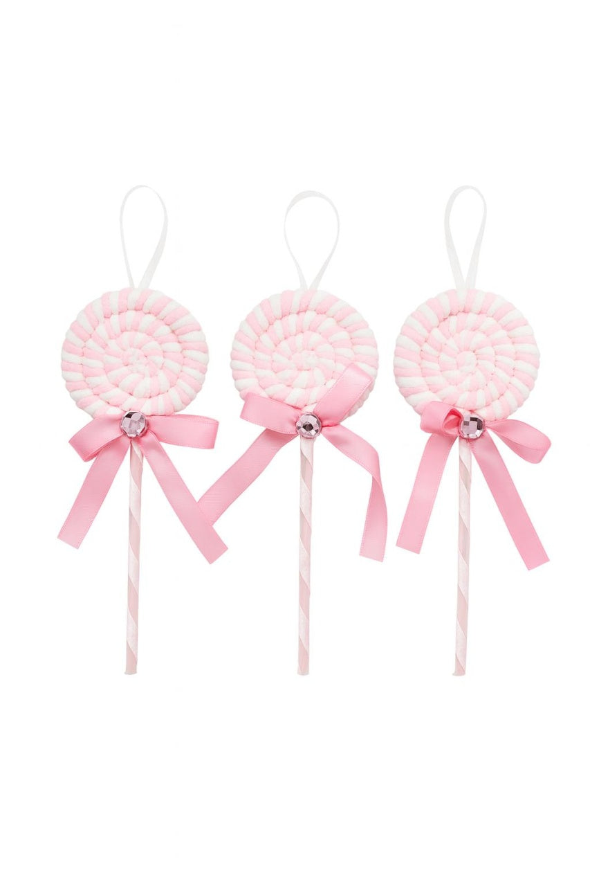 Set 12 decoratiuni acadea roz pentru brad, 23 cm, model candy decor Craciun