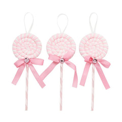 Set 12 decoratiuni acadea roz pentru brad, 23 cm, model candy decor Craciun