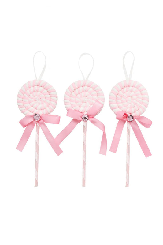 Set 12 decoratiuni acadea roz pentru brad, 23 cm, model candy decor Craciun