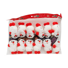 Set 12 decoratiuni Craciun Mos Craciun din burete cu pompon rosu, 14cm per buc