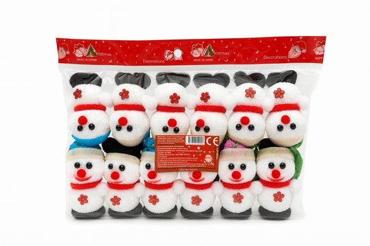 Set 12 decoratiuni Craciun om de zapada din polistiren , pachet multiplu figurine festive pentru brad si aranjamente, 15cm inaltime per bucata