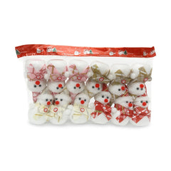 Set 12 decoratiuni Craciun om de zapada textil+polistiren , modele mixte cu fular si caciula, pachet multiplu, 16cm per bucata