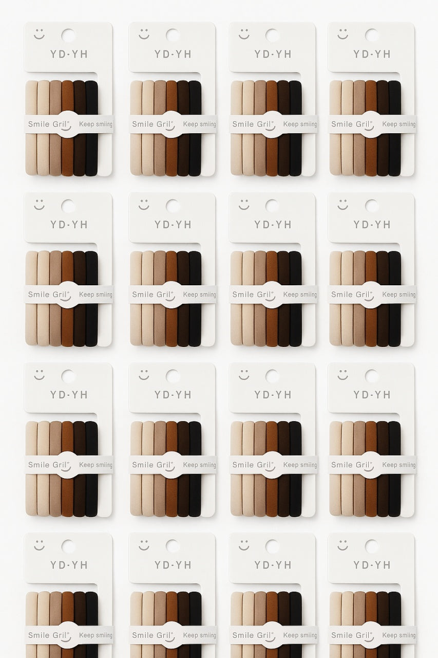 Set 12 elastice par nude si negru, 6 pe card, rezistente, pentru uz zilnic