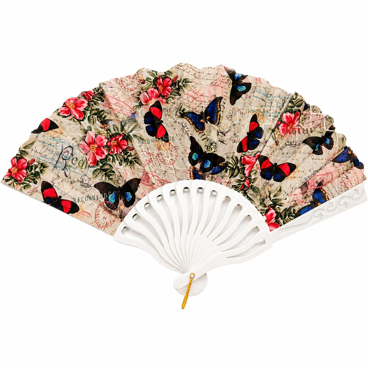 Set 12 Evantaie 23 cm – Modele Florale și Fluturi, Evantaie Elegante Livrate Aleatoriu