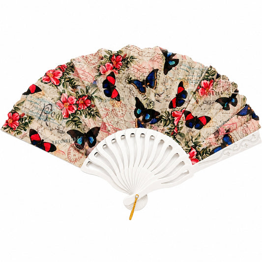 Set 12 Evantaie 23 cm – Modele Florale și Fluturi, Evantaie Elegante Livrate Aleatoriu