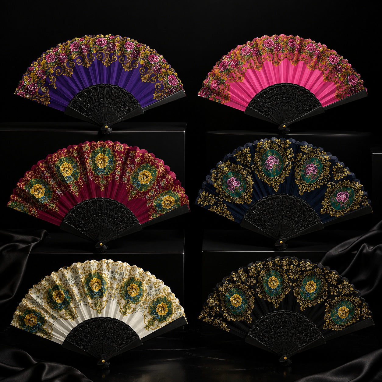 Set 12 evantaie decorative cu model colorat, 12cm