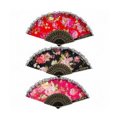 Set 12 Evantaie Elegante 23 cm – Modele Florale Vintage, Culori Diferite