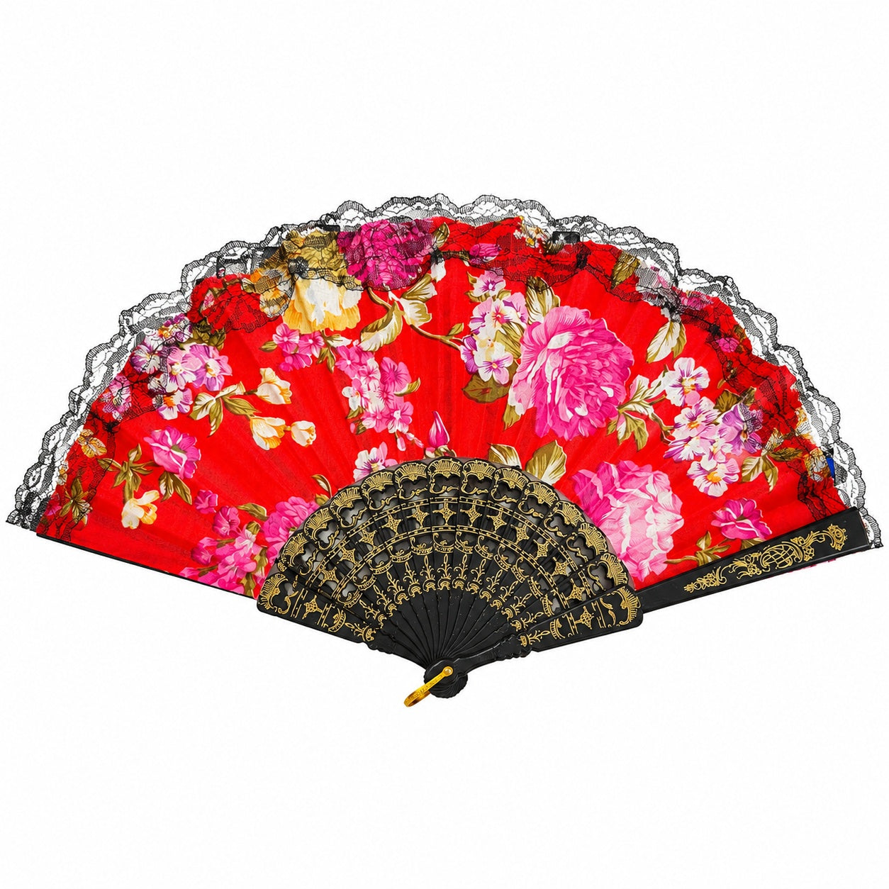 Set 12 Evantaie Elegante 23 cm – Modele Florale Vintage, Culori Diferite