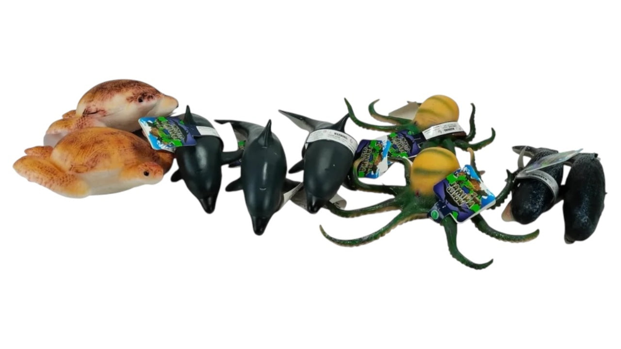 Set 12 figurine animale marine mari realistice din plastic, colectie ocean, 33x20 cm