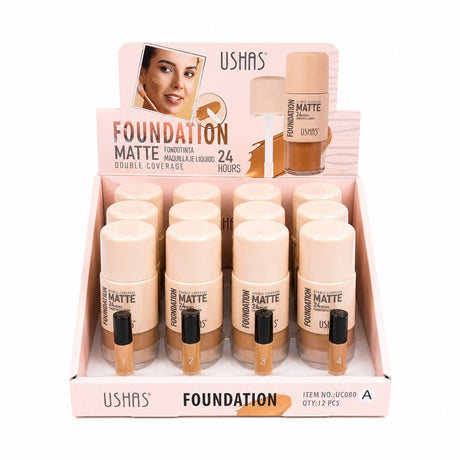 Set 12 Fond de Ten Mat USHAS – 4 Nuanțe, Acoperire Mare, Rezistență 24H