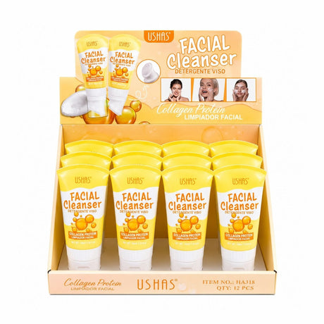 Set 12 Geluri de Curățare Facială USHAS cu Proteină de Colagen – Cleanser pentru Față, Curățare și Hidratare