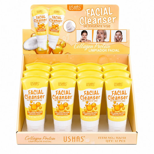 Set 12 Geluri de Curățare Facială USHAS cu Proteină de Colagen – Cleanser pentru Față, Curățare și Hidratare