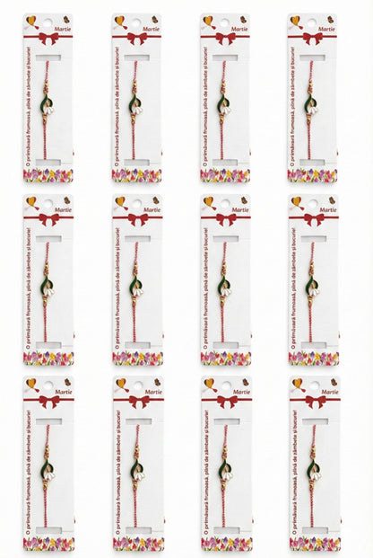 Set 12 Martisoare Bratari Ghiocel Auriu Simbol Primavara Noroc