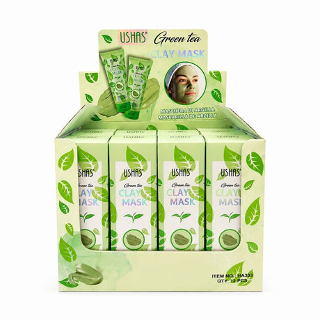 Set 12 Măști de Față cu Argilă și Ceai Verde USHAS – Curățare Profundă, Hidratare și Controlul Sebumului