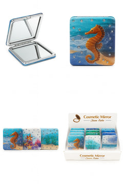 Set 12 oglinzi cosmetice 2 in 1 , modele cu tematica marina, design fashion