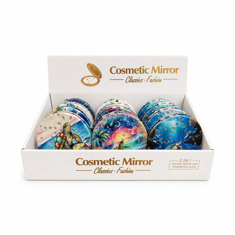 Set 12 oglinzi cosmetice 7 cm cu broaște țestoase, oglindă dublă , compacte, portabile