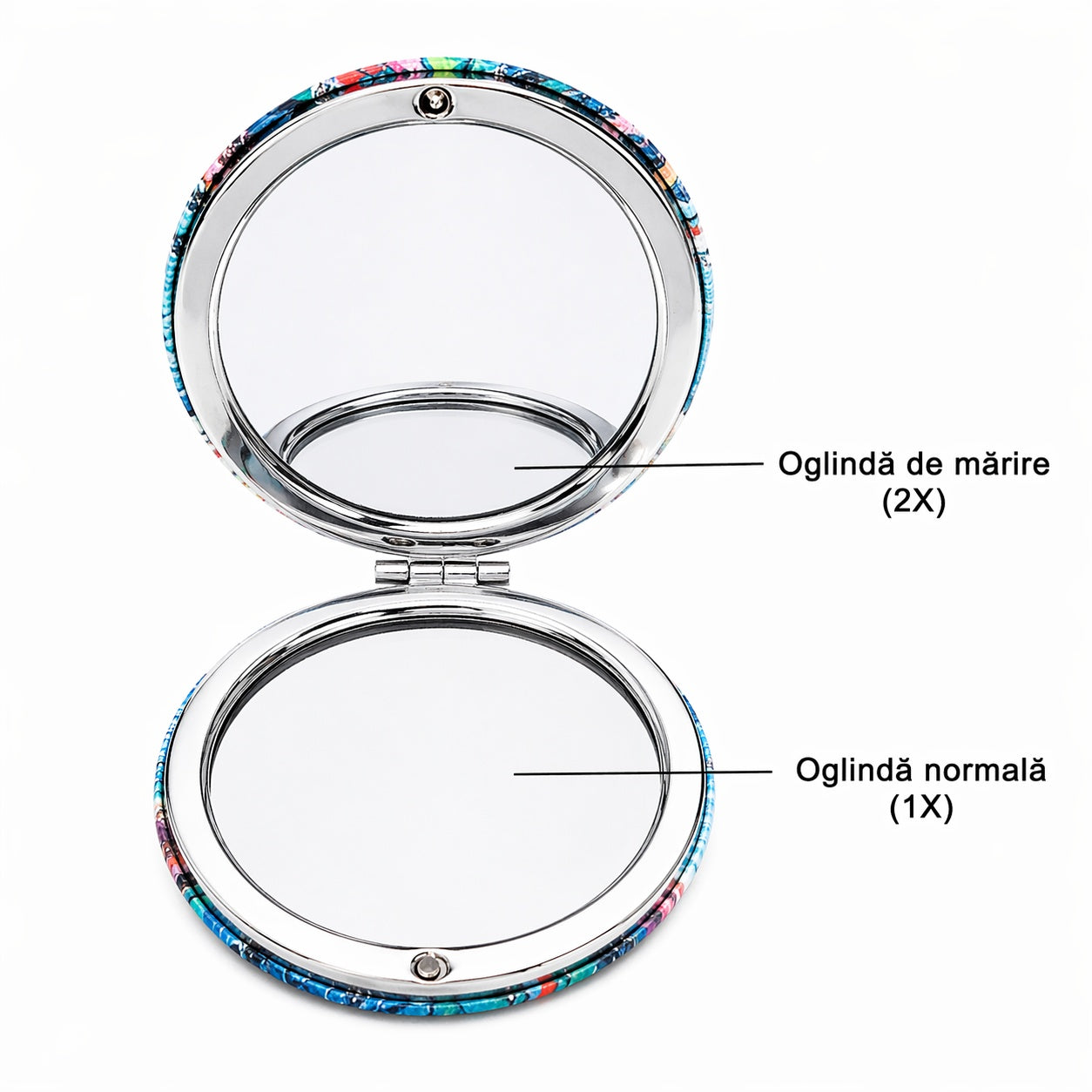 Set 12 oglinzi cosmetice 7 cm cu broaște țestoase, oglindă dublă , compacte, portabile