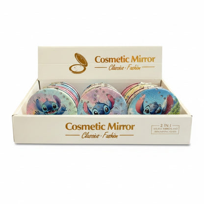 Set 12 oglinzi cosmetice 7 cm, model Experiment 626, duble cu oglindă de mărire