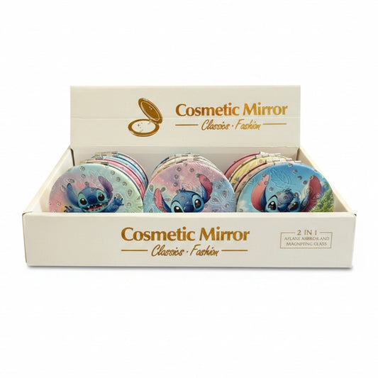 Set 12 oglinzi cosmetice 7 cm, model Experiment 626, duble cu oglindă de mărire