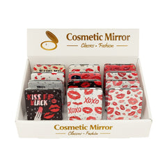Set 12 oglinzi cosmetice compacte 2 in 1 , modele cu buze rosii si design fashion