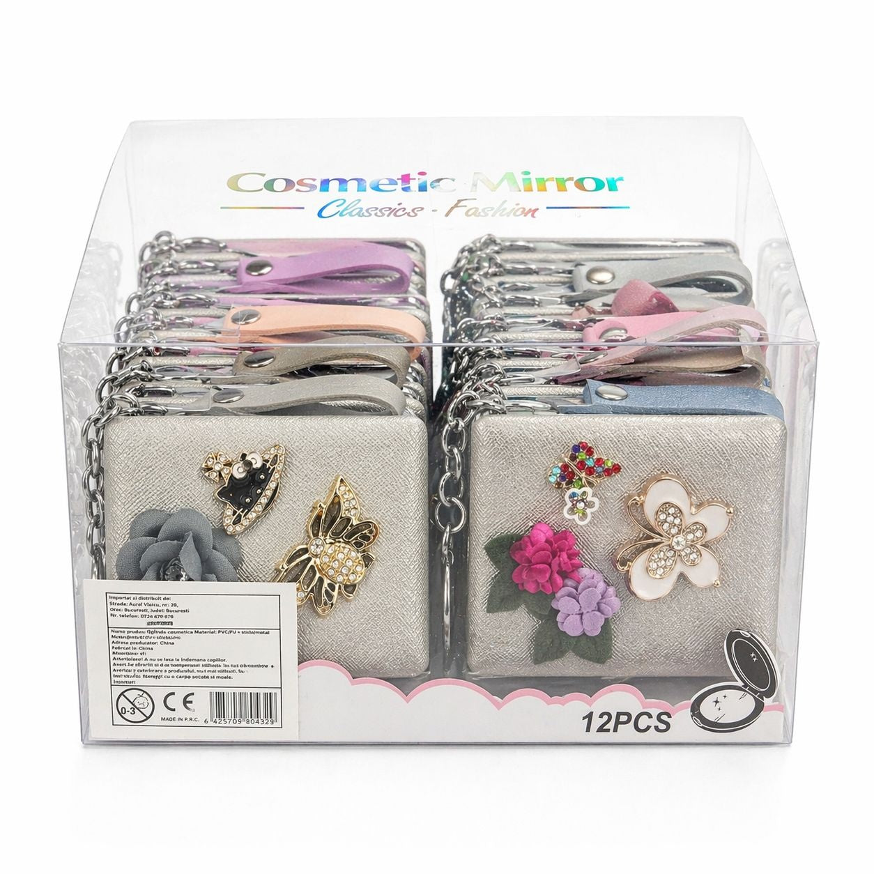 Set 12 Oglinzi Cosmetice Compacte cu Mărire – Oglindă Dublă, Design Elegant