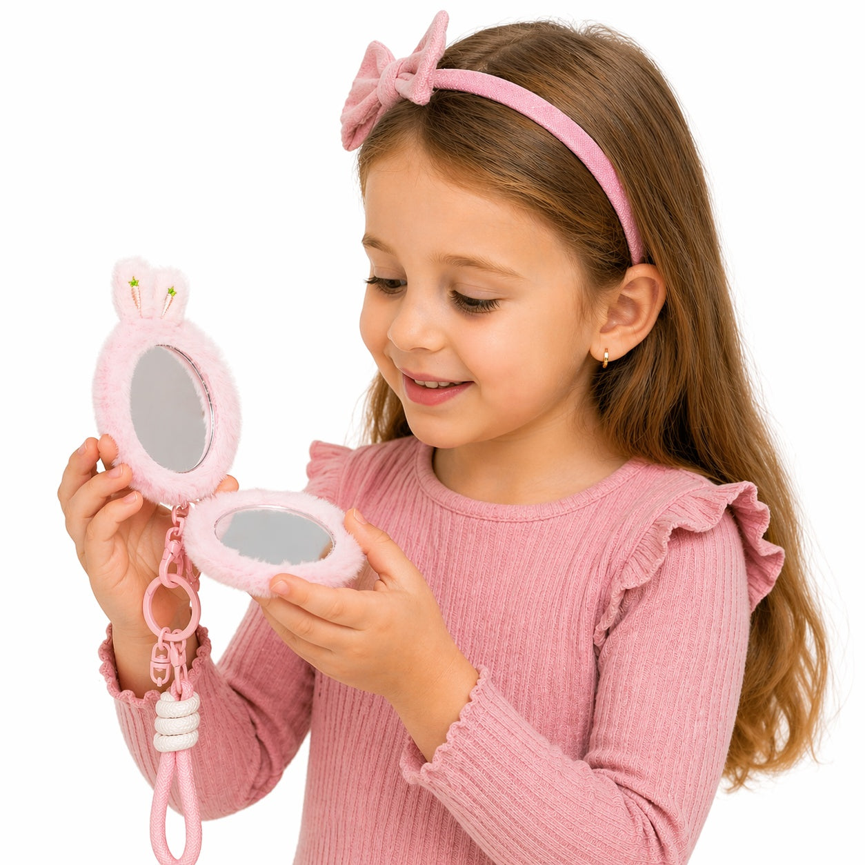 Set 12 oglinzi de plus 8 cm, breloc pufos modele adorabile