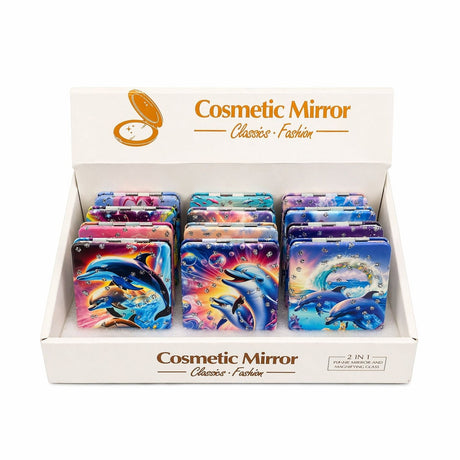 Set 12 Oglinzi decorative dreptunghiulare, delfini și cristale sclipitoare