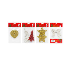 Set 12 pachete decoratiuni Craciun cu sclipici modele si culori combinate