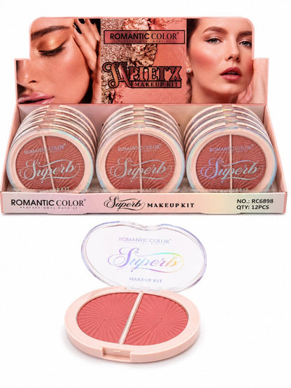 Set 12 Palete Blush Romantic Color Superb Makeup Kit – 2 Culori/Paletă, Pigment Intens