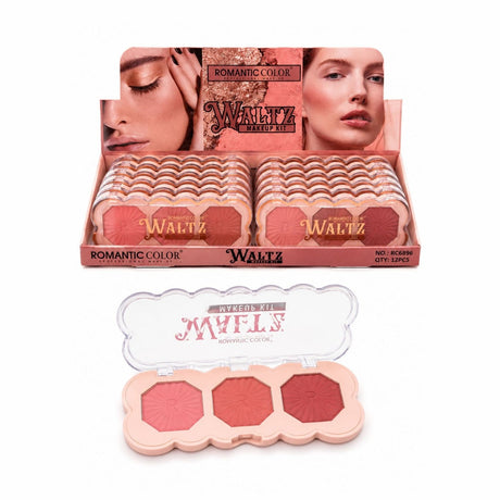 Set 12 Palete Blush Romantic Color Waltz Makeup Kit – 3 Nuanțe de Blush, Pigment Intens