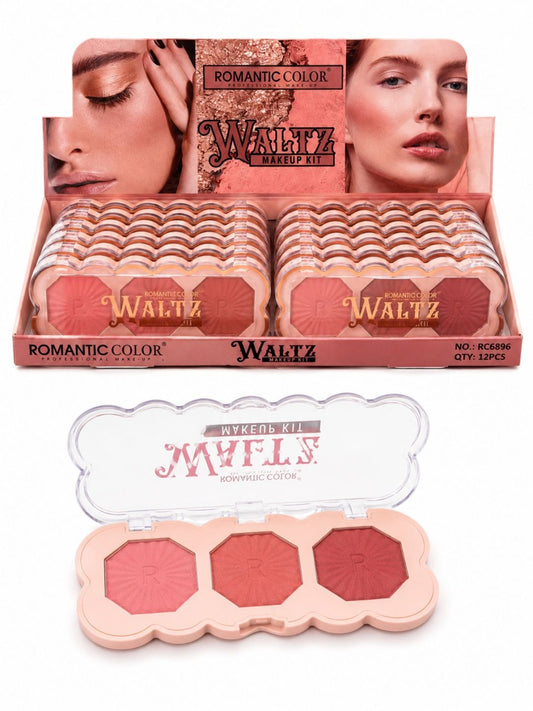 Set 12 Palete Blush Romantic Color Waltz Makeup Kit – 3 Nuanțe de Blush, Pigment Intens